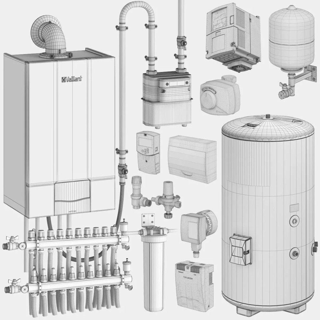 Boiler Room Full Set 3D Model – Realistic Interior Asset, PBR Formats - View 68