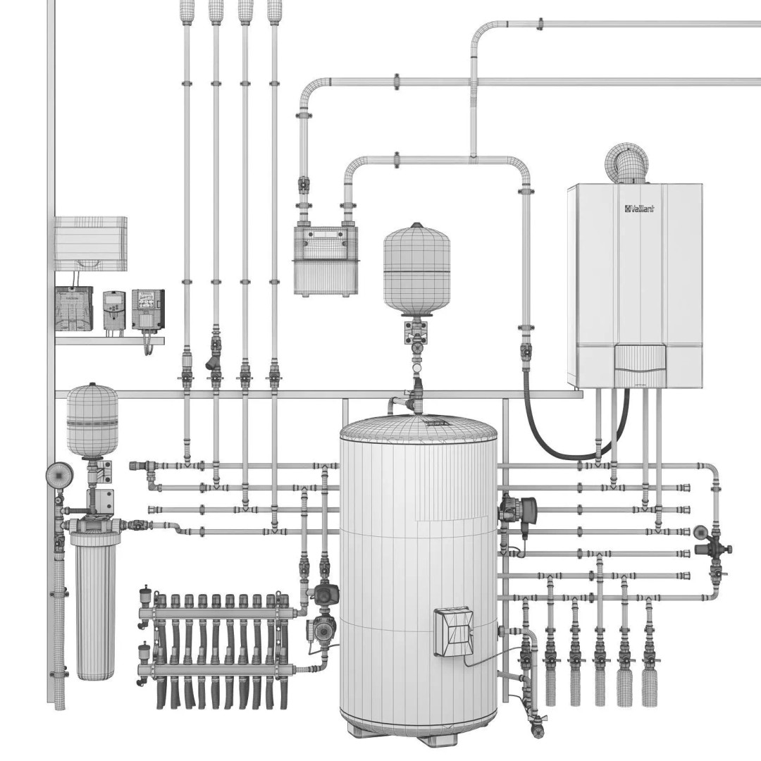Boiler Room Full Set 3D Model – Realistic Interior Asset, PBR Formats - View 7