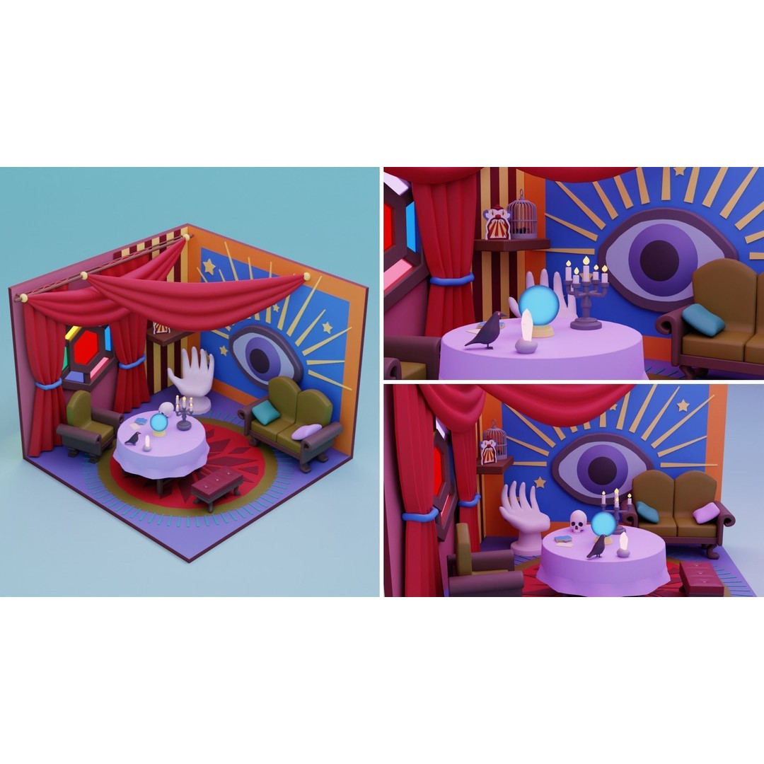 Fantasy Cartoon Rooms 3D Model – Low Poly Game Asset, FBX, PBR - View 10