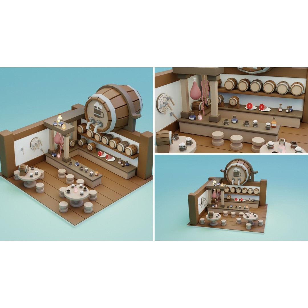 Fantasy Cartoon Rooms 3D Model – Low Poly Game Asset, FBX, PBR - View 11
