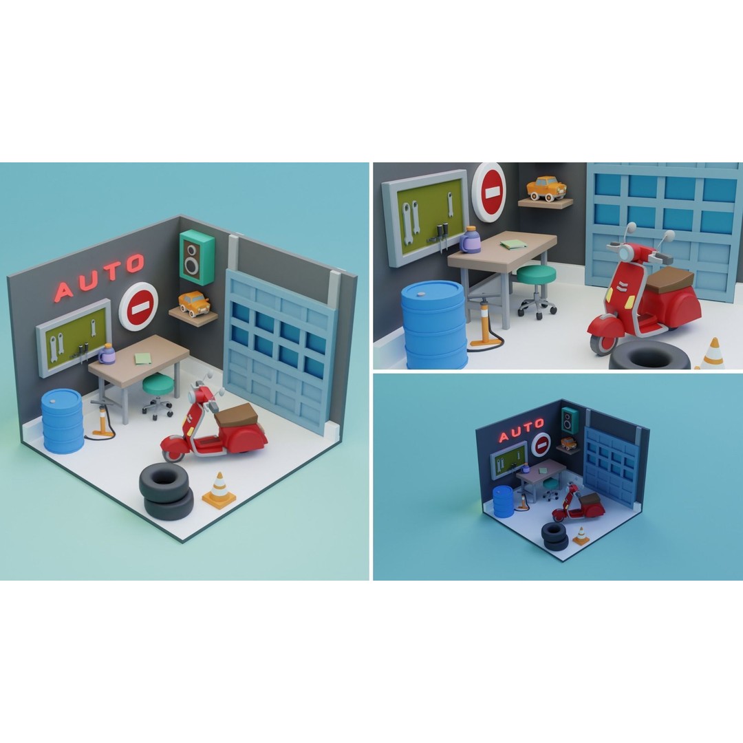 Fantasy Cartoon Rooms 3D Model – Low Poly Game Asset, FBX, PBR - View 12