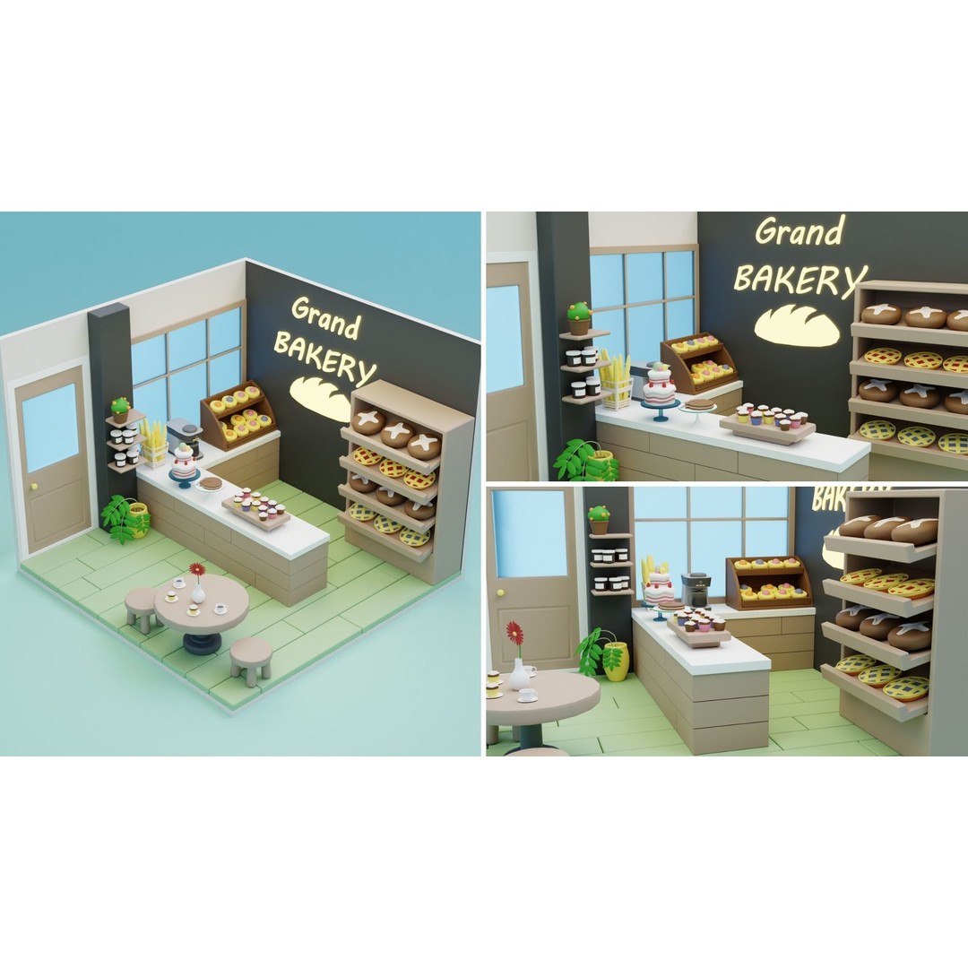 Fantasy Cartoon Rooms 3D Model – Low Poly Game Asset, FBX, PBR - View 13