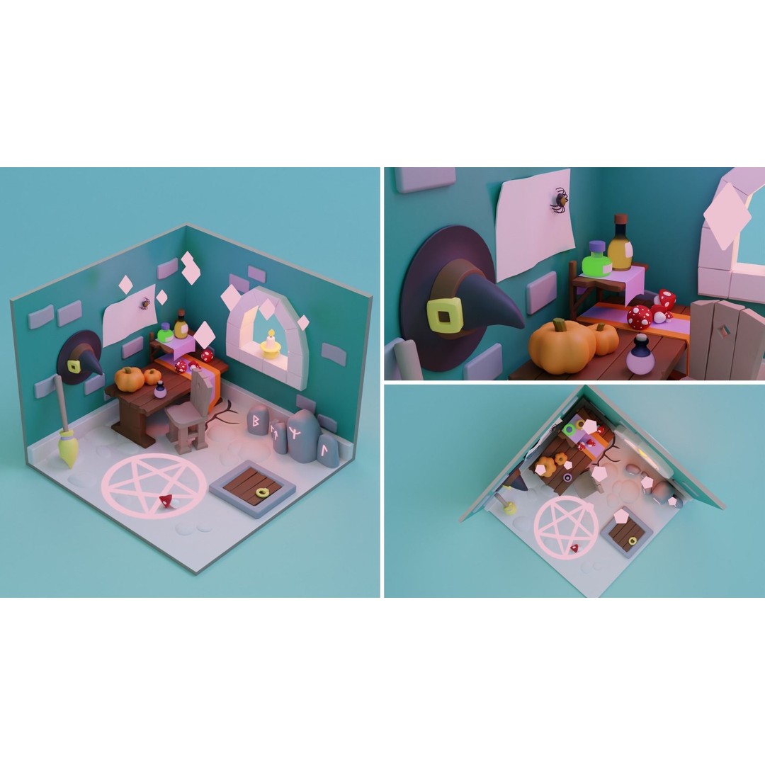 Fantasy Cartoon Rooms 3D Model – Low Poly Game Asset, FBX, PBR - View 14