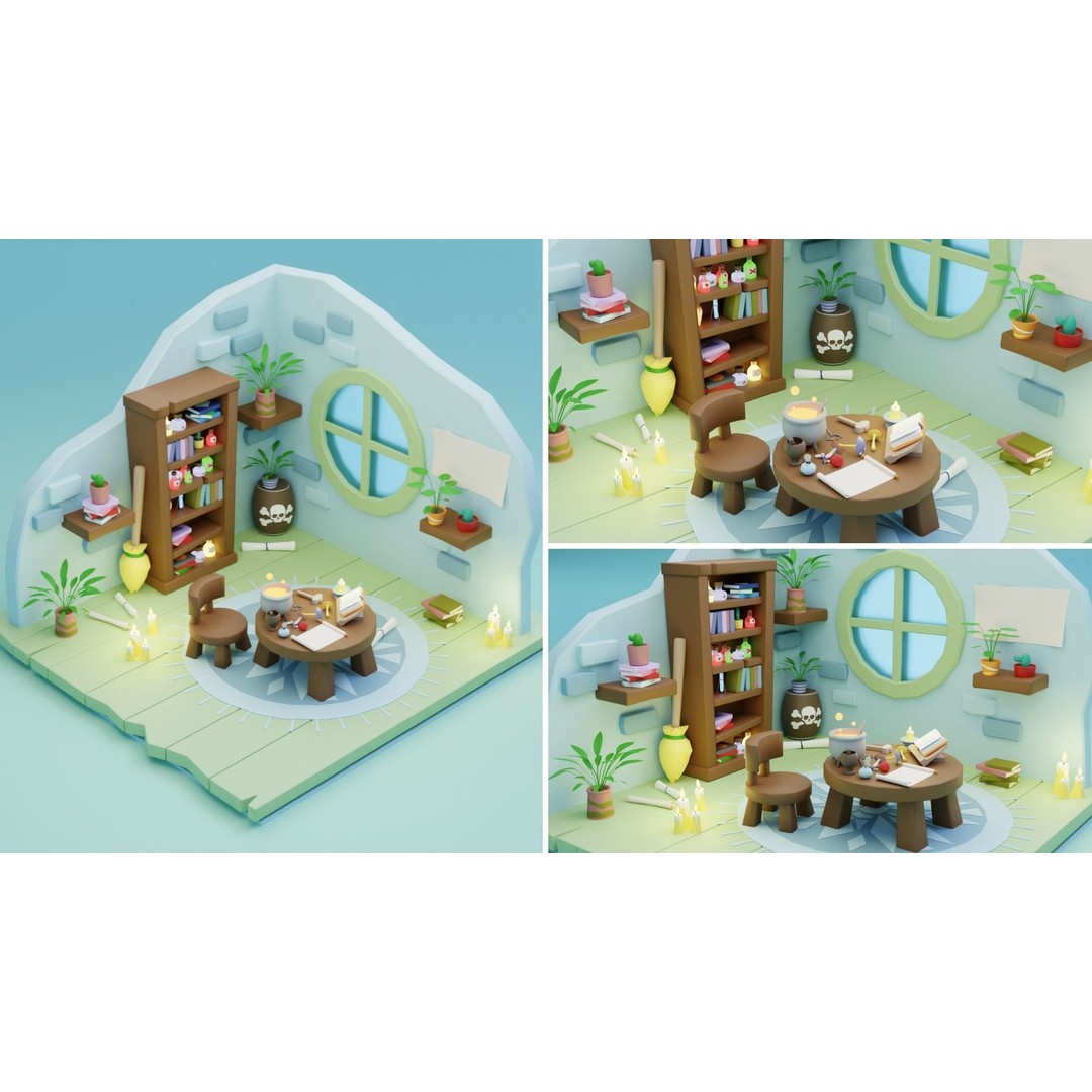 Fantasy Cartoon Rooms 3D Model – Low Poly Game Asset, FBX, PBR - View 15