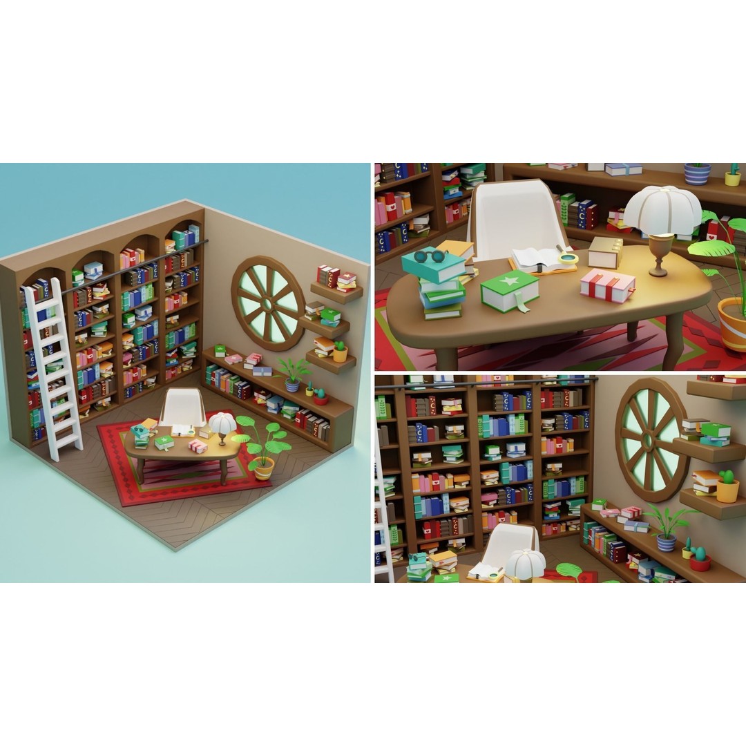 Fantasy Cartoon Rooms 3D Model – Low Poly Game Asset, FBX, PBR - View 17