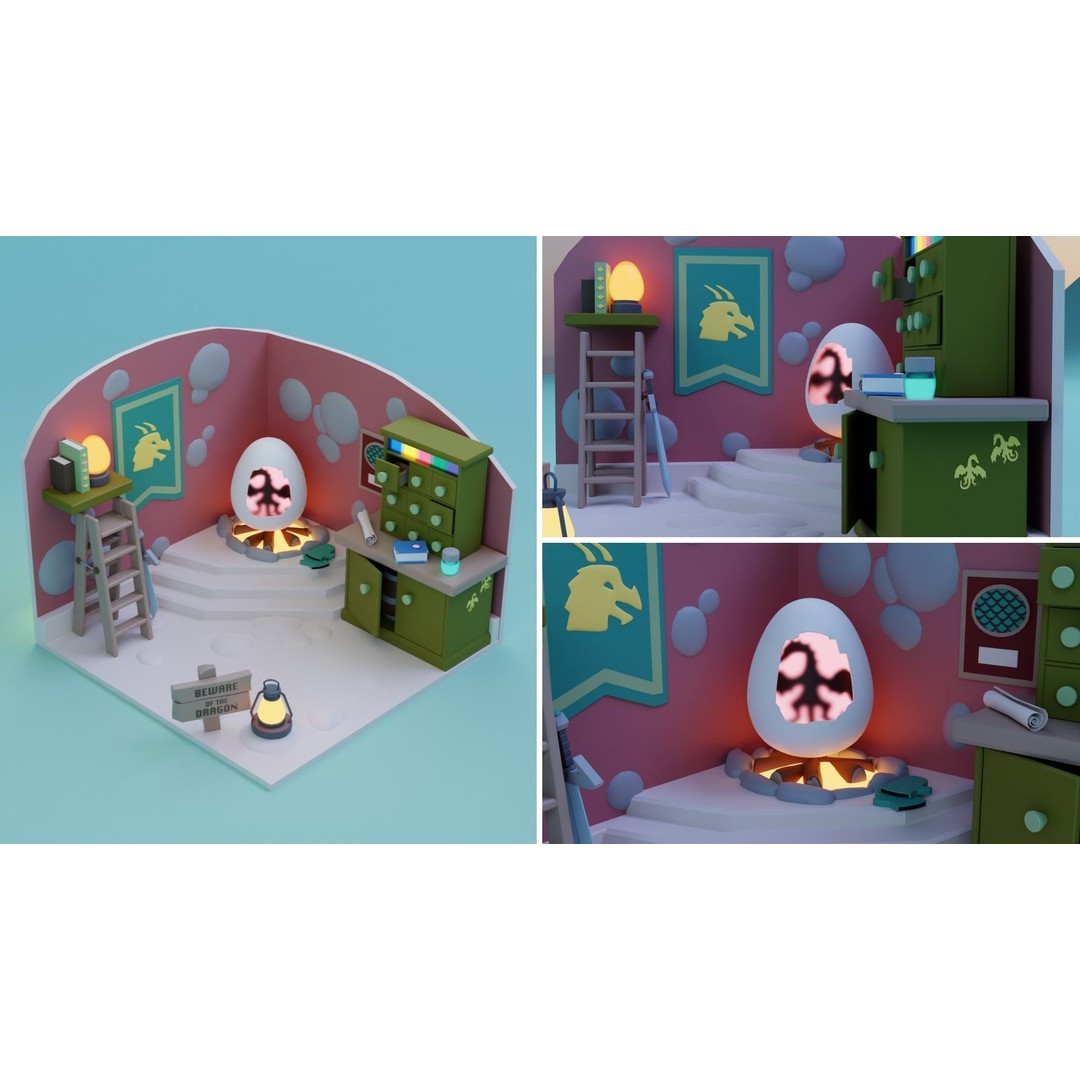 Fantasy Cartoon Rooms 3D Model – Low Poly Game Asset, FBX, PBR - View 18