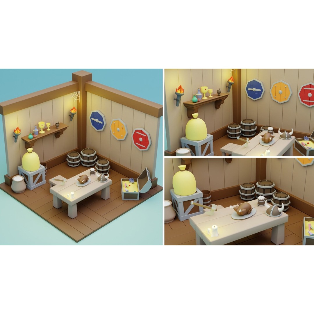 Fantasy Cartoon Rooms 3D Model – Low Poly Game Asset, FBX, PBR - View 20