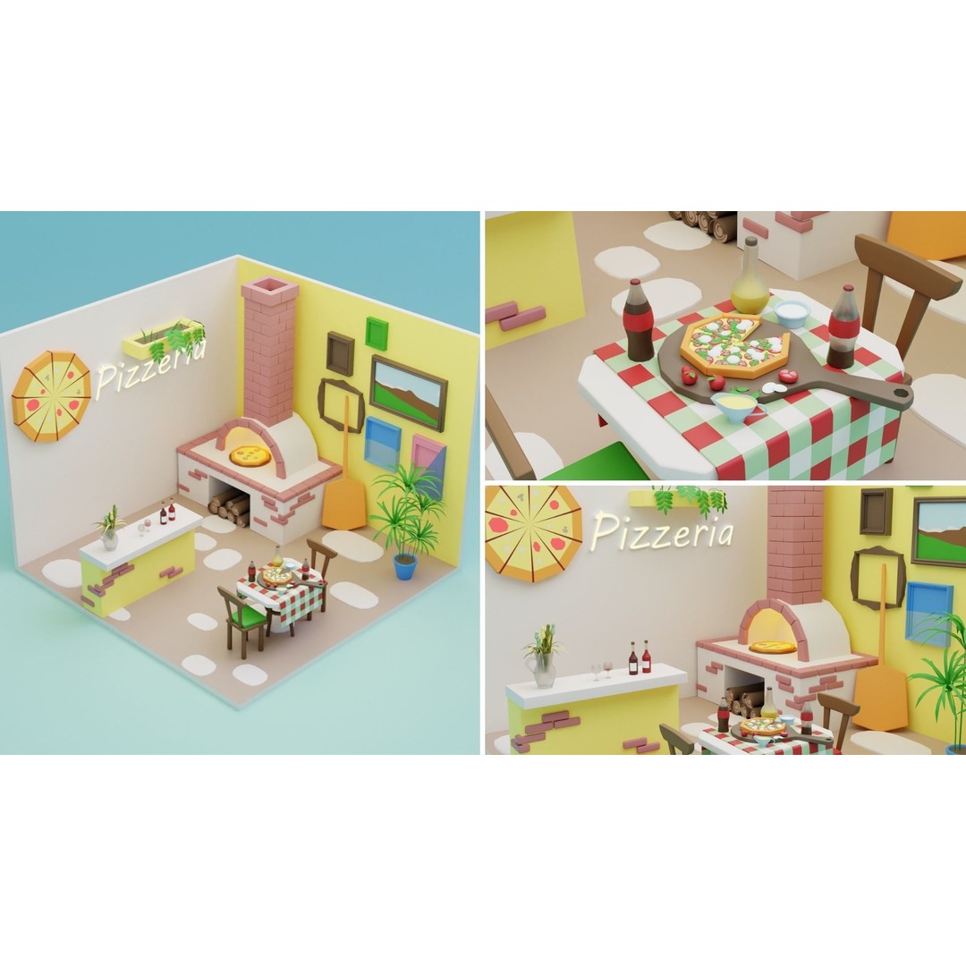 Fantasy Cartoon Rooms 3D Model – Low Poly Game Asset, FBX, PBR - View 21