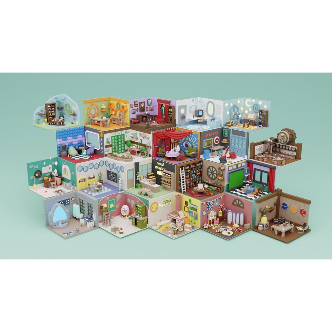 Fantasy Cartoon Rooms 3D Model – Low Poly Game Asset, FBX, PBR - View 23