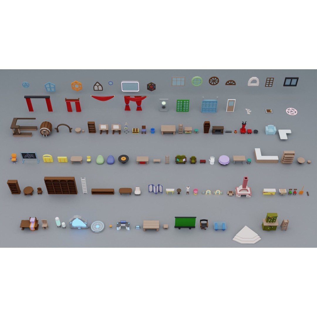 Fantasy Cartoon Rooms 3D Model – Low Poly Game Asset, FBX, PBR - View 26