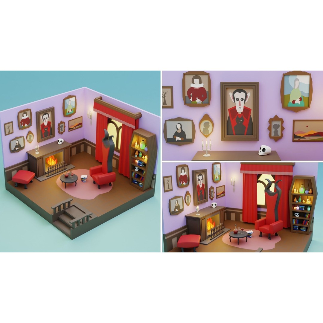 Fantasy Cartoon Rooms 3D Model – Low Poly Game Asset, FBX, PBR - View 5