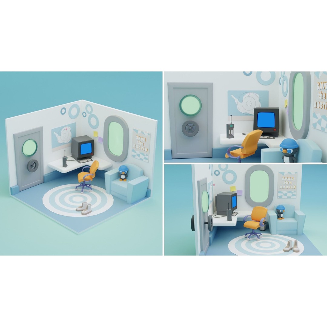 Fantasy Cartoon Rooms 3D Model – Low Poly Game Asset, FBX, PBR - View 6
