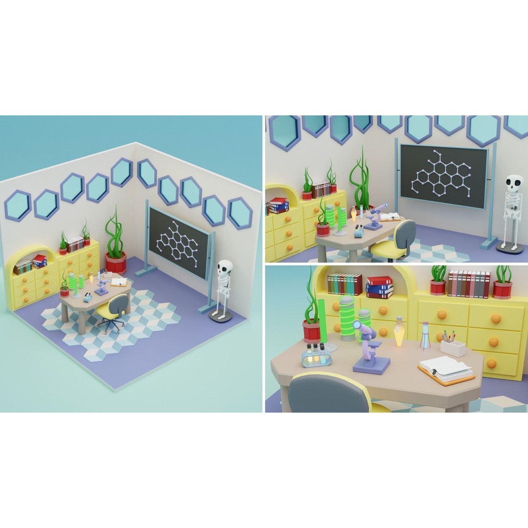 Fantasy Cartoon Rooms 3D Model – Low Poly Game Asset, FBX, PBR - View 7