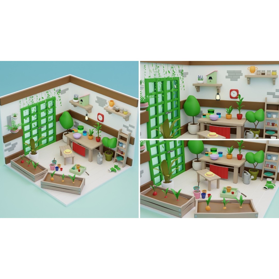 Fantasy Cartoon Rooms 3D Model – Low Poly Game Asset, FBX, PBR - View 9