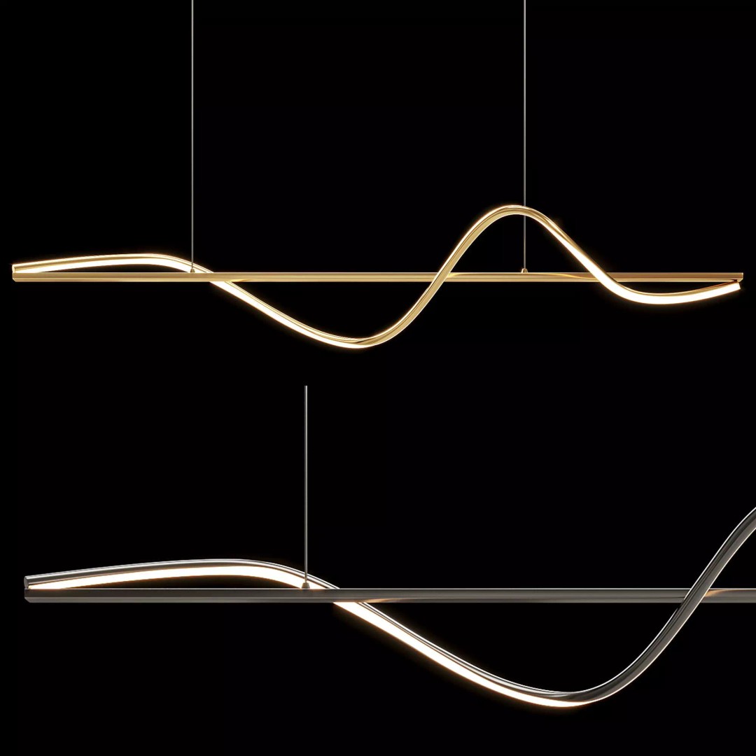 Louise Wave Pendant Light 3D Model – Modern Lamp, Corona, OBJ - View 5