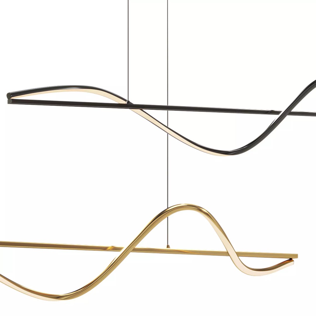 Louise Wave Pendant Light 3D Model – Modern Lamp, Corona, OBJ - View 6