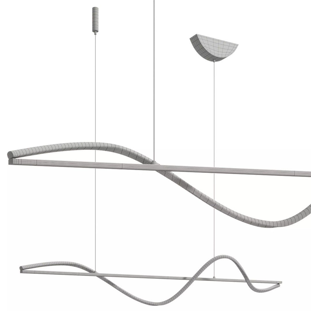 Louise Wave Pendant Light 3D Model – Modern Lamp, Corona, OBJ - View 7