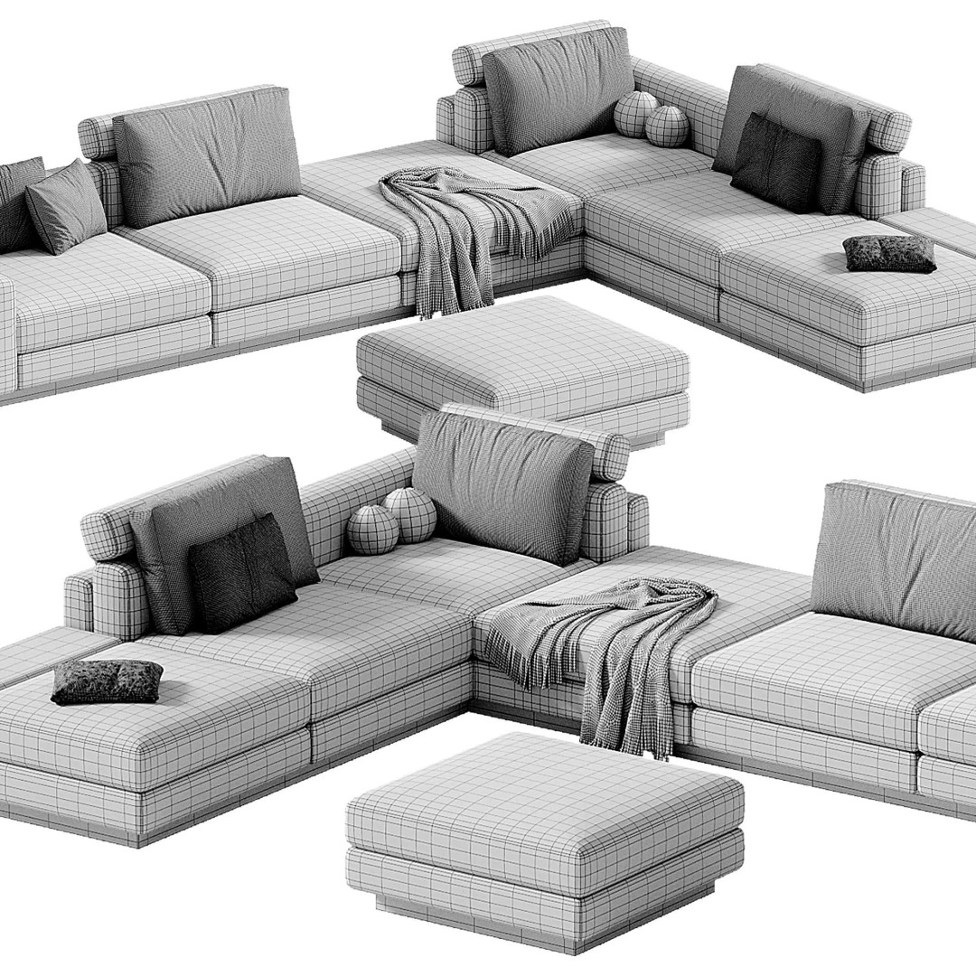 Meta Modular Sofa 3D Model – Modern Furniture Design, OBJ & 3Ds Max