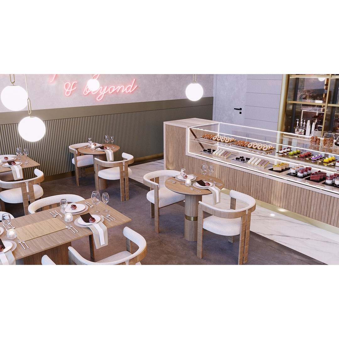 Modern Restaurant 3D Model – Elegant Interior Design, FBX & OBJ