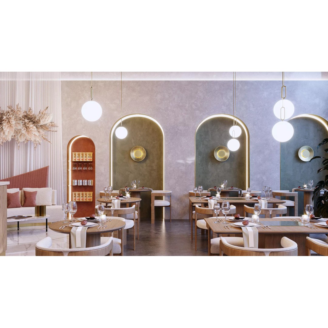 Modern Restaurant 3D Model – Elegant Interior Design, FBX & OBJ - View 2