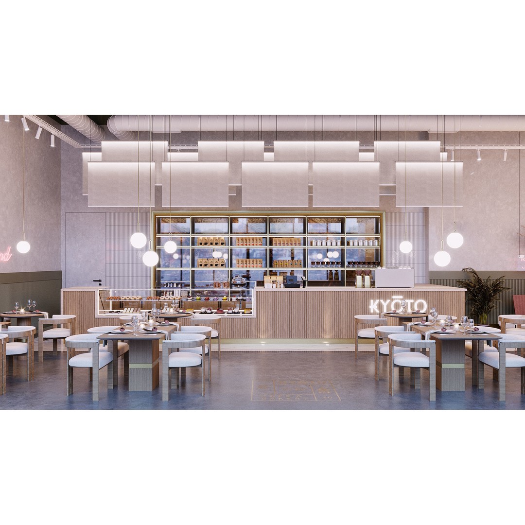 Modern Restaurant 3D Model – Elegant Interior Design, FBX & OBJ - View 3