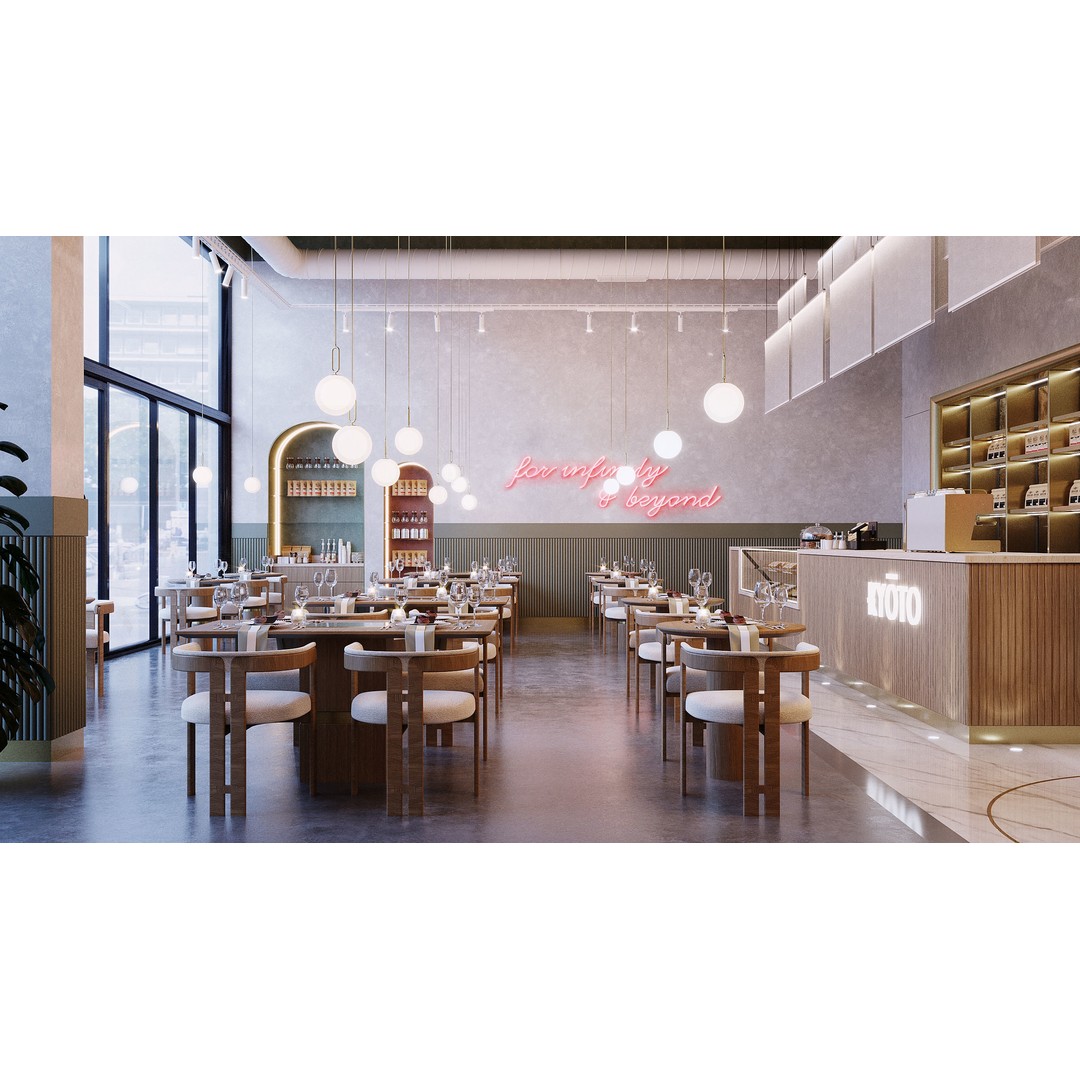 Modern Restaurant 3D Model – Elegant Interior Design, FBX & OBJ - View 4