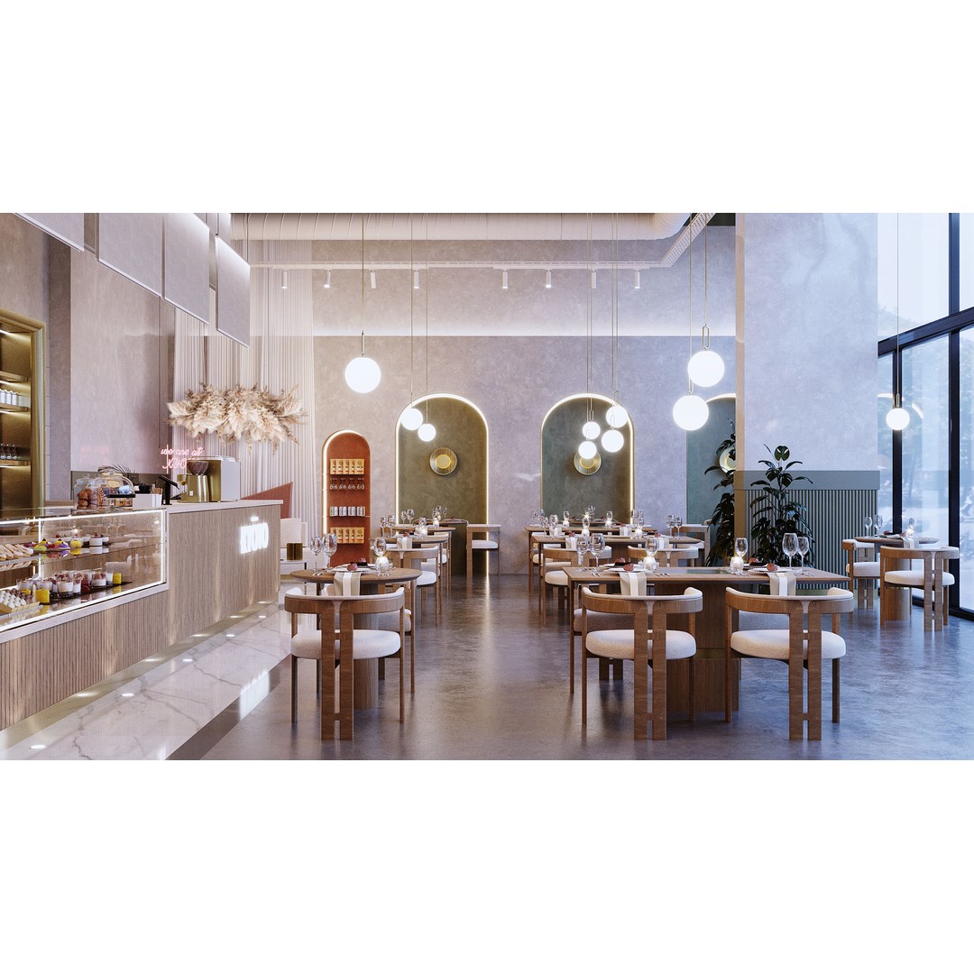 Modern Restaurant 3D Model – Elegant Interior Design, FBX & OBJ - View 5