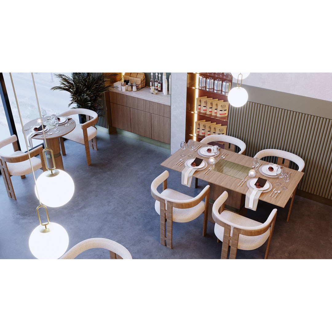 Modern Restaurant 3D Model – Elegant Interior Design, FBX & OBJ - View 9