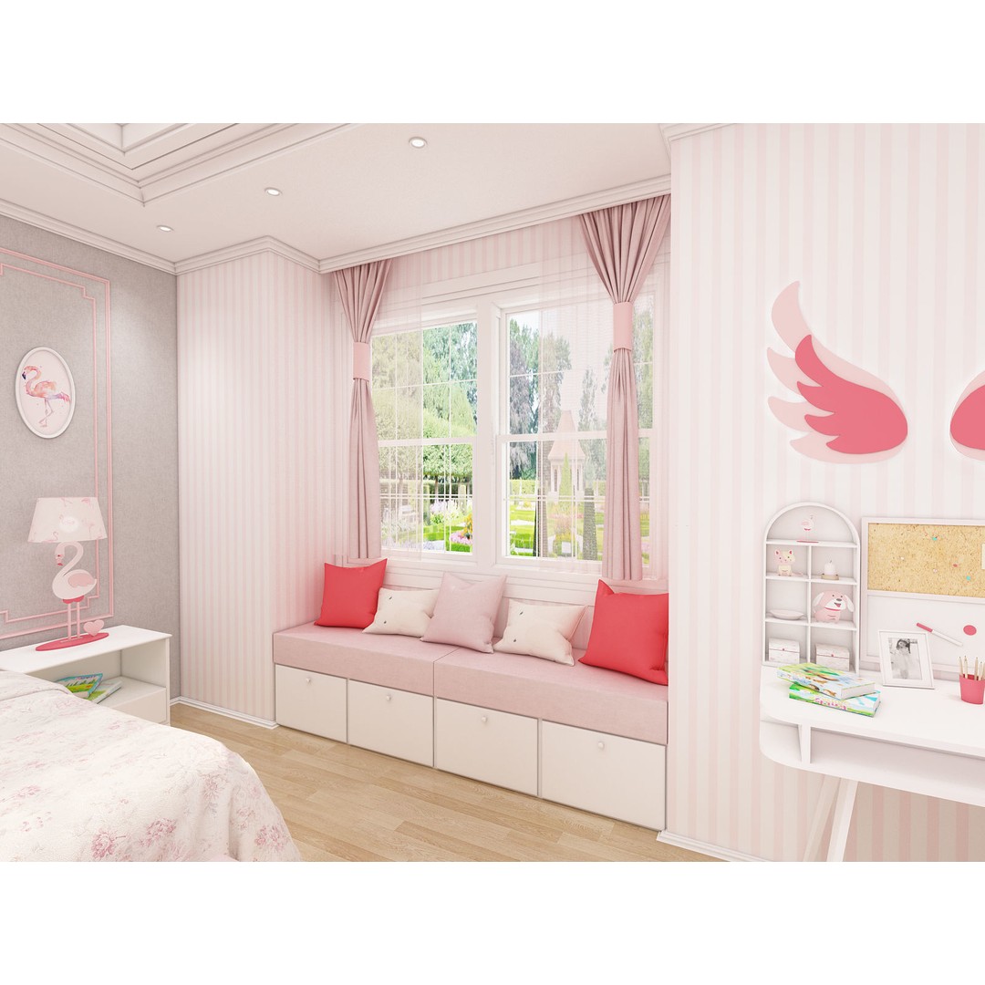Girls Bedroom 3D Model – Realistic Interior Design, FBX, Blender - View 10