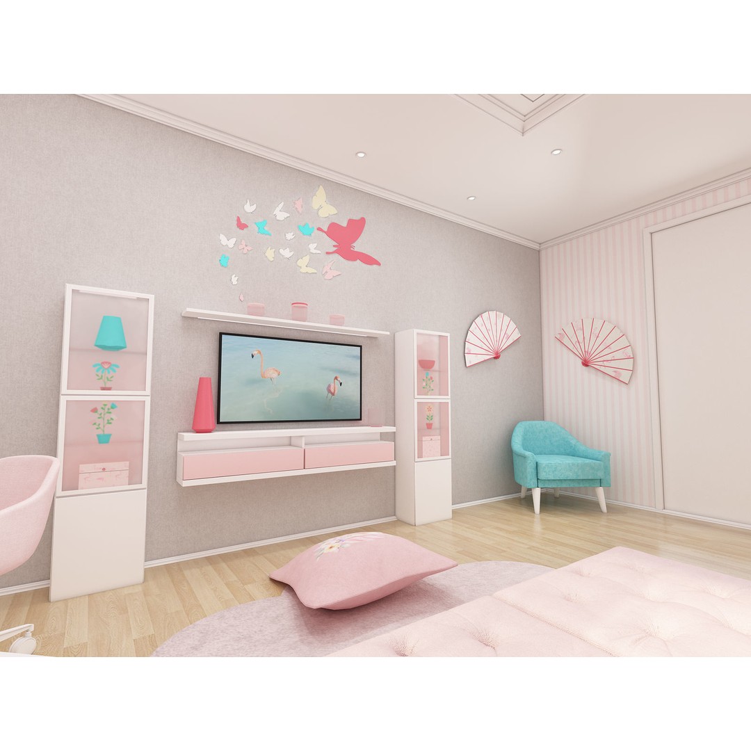 Girls Bedroom 3D Model – Realistic Interior Design, FBX, Blender - View 12