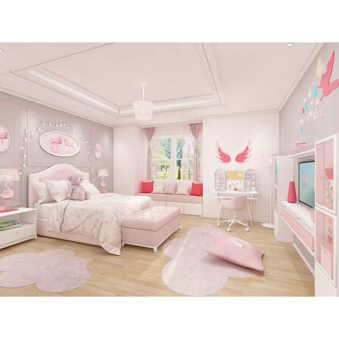 Girls Bedroom 3D Model – Realistic Interior Design, FBX, Blender - View 2