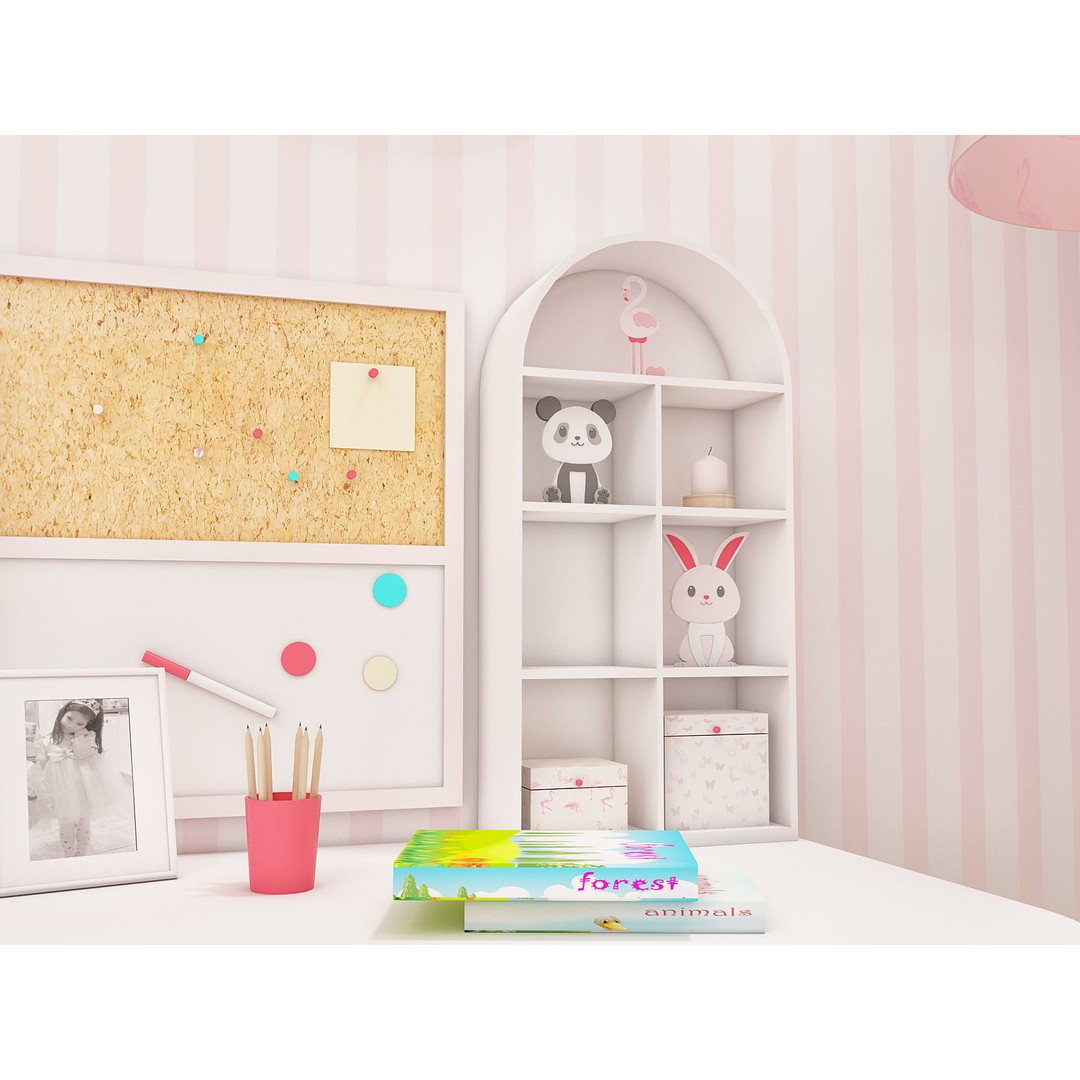 Girls Bedroom 3D Model – Realistic Interior Design, FBX, Blender - View 21