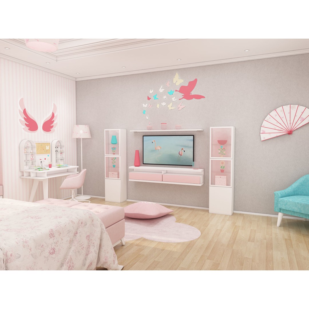 Girls Bedroom 3D Model – Realistic Interior Design, FBX, Blender - View 4