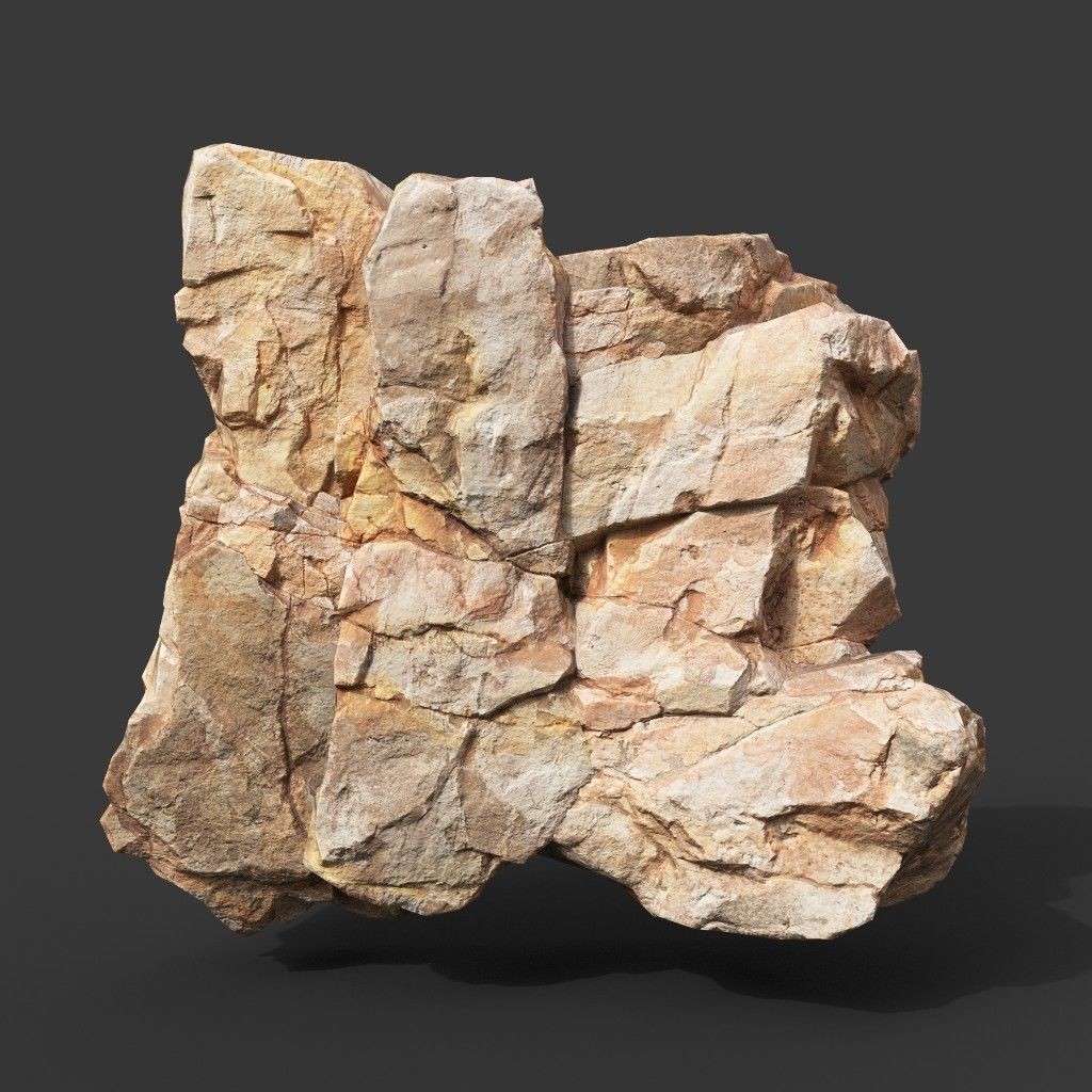 Low Poly Yellow Cliff Face - Low-Poly Game-Ready 3D Model - View 11