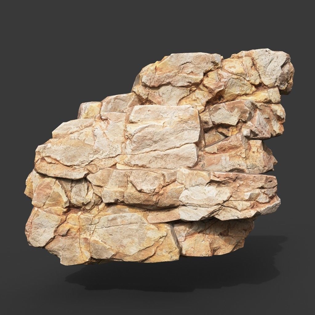 Low Poly Yellow Cliff Face - Low-Poly Game-Ready 3D Model - View 13