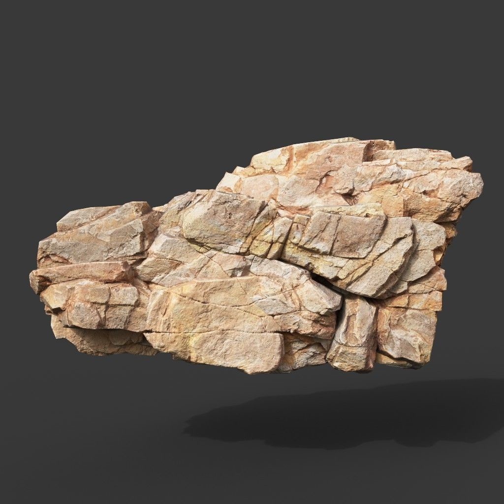 Low Poly Yellow Cliff Face - Low-Poly Game-Ready 3D Model - View 15