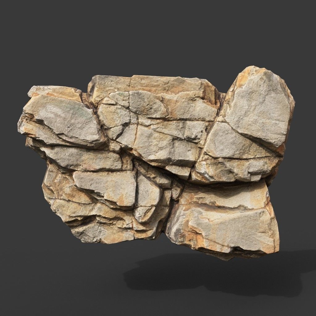 Low Poly Yellow Cliff Face - Low-Poly Game-Ready 3D Model - View 3