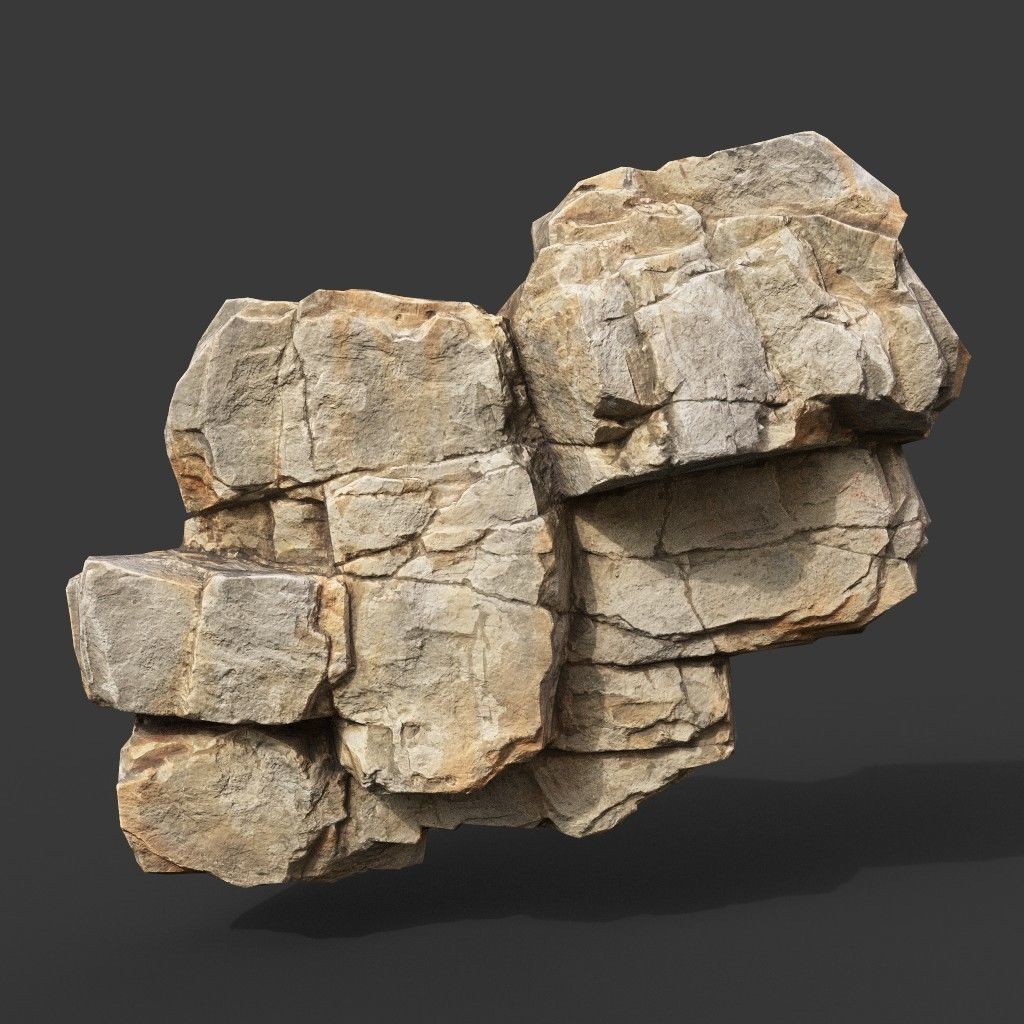 Low Poly Yellow Cliff Face - Low-Poly Game-Ready 3D Model - View 5