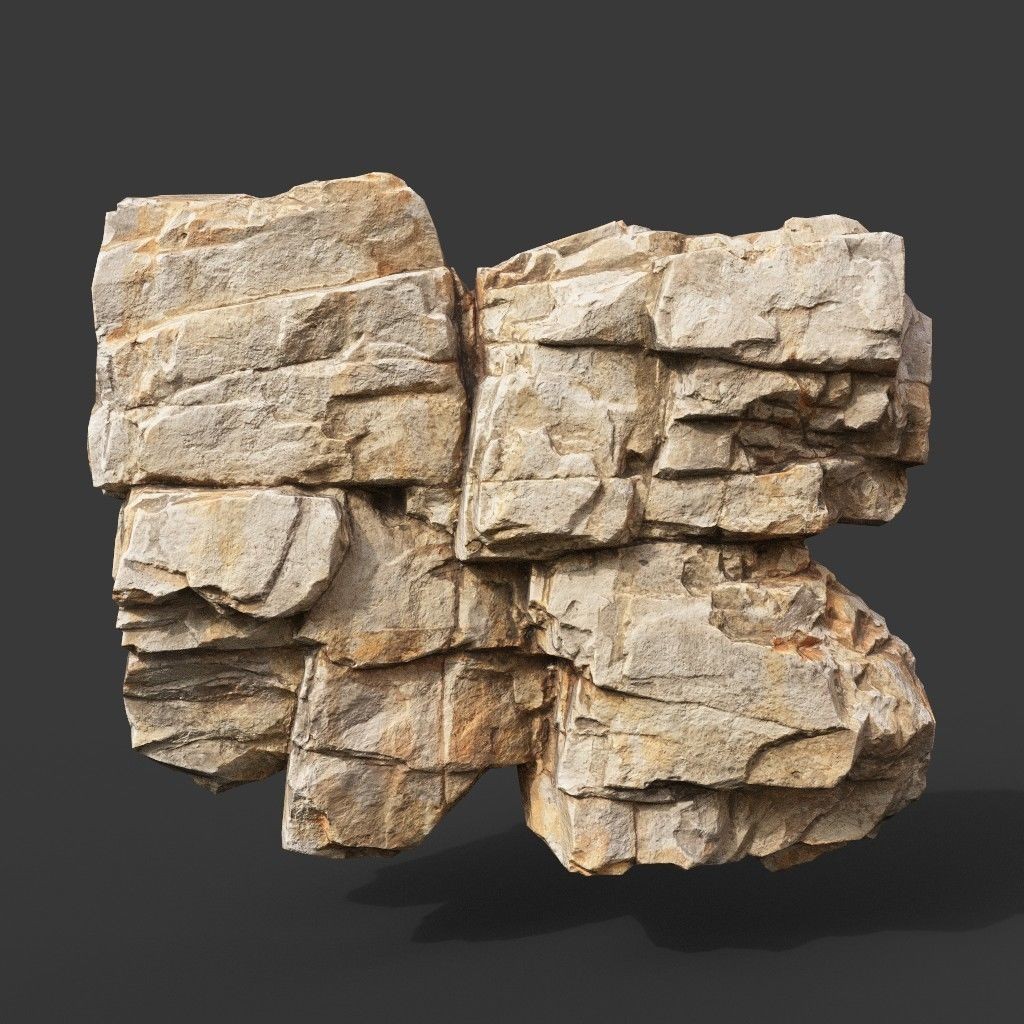 Low Poly Yellow Cliff Face - Low-Poly Game-Ready 3D Model - View 7