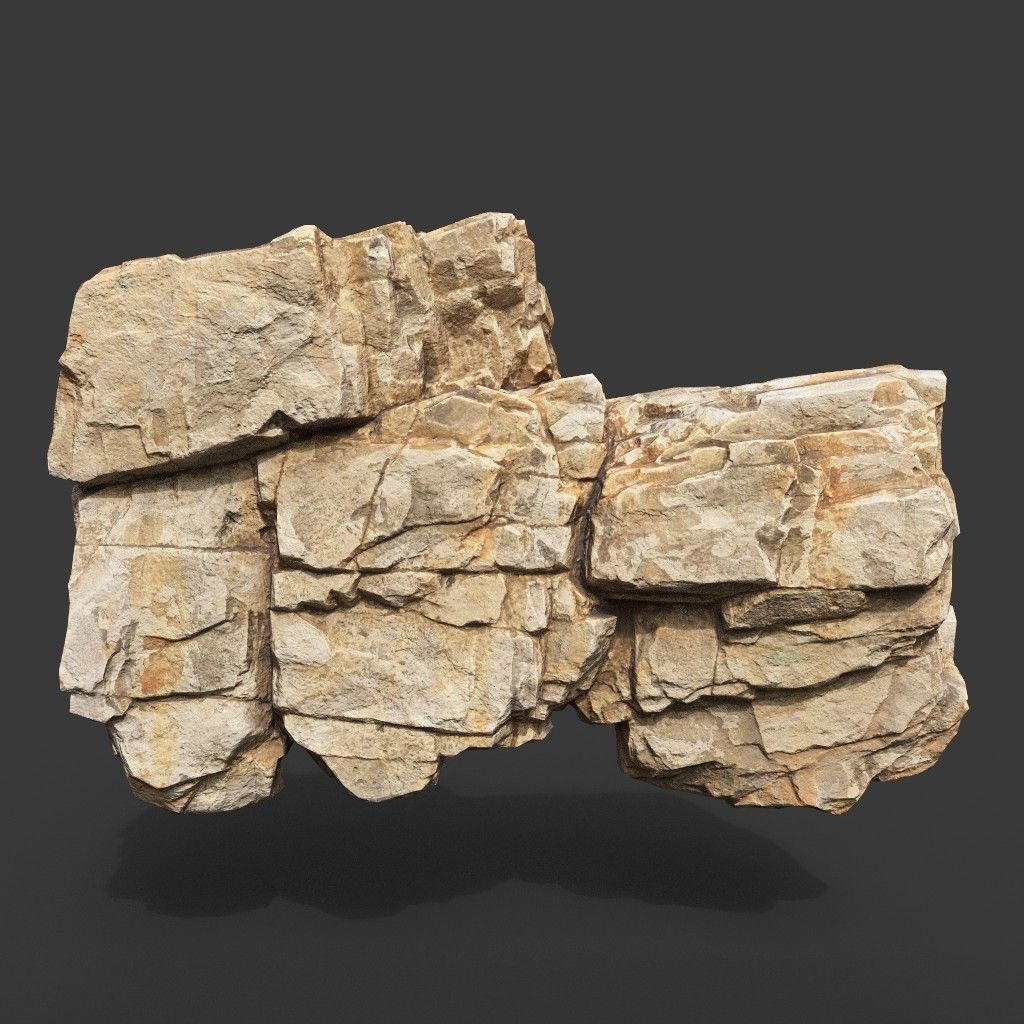 Low Poly Yellow Cliff Face - Low-Poly Game-Ready 3D Model - View 9