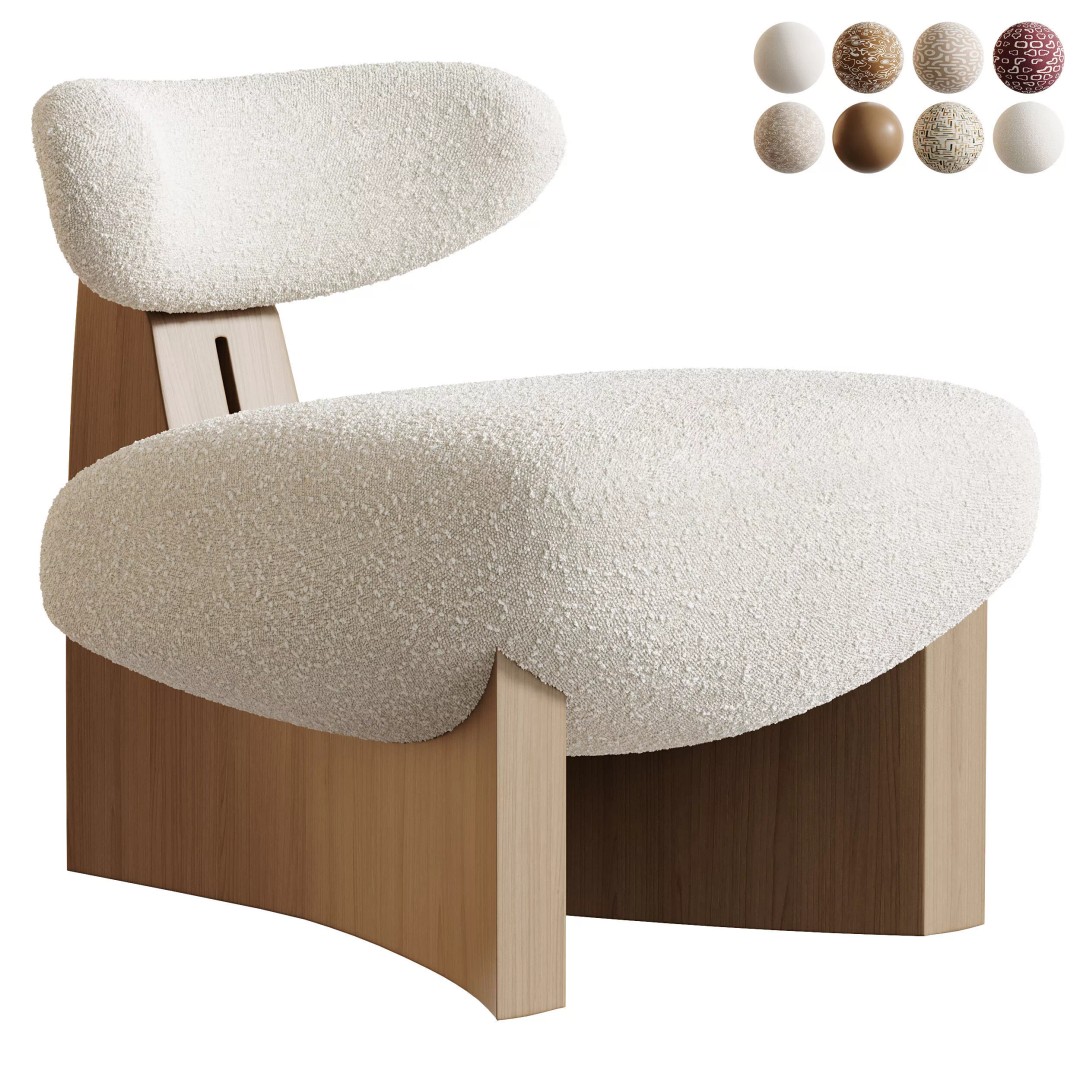 GOBI Armchair 3D Model – Modern Designer Chair, FBX & OBJ - View 2