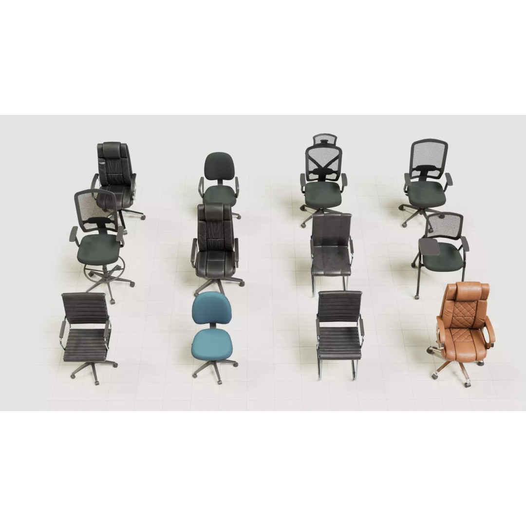 Office Chair 3D Model – Low Poly Game Ready Furniture, FBX, Blender - View 11