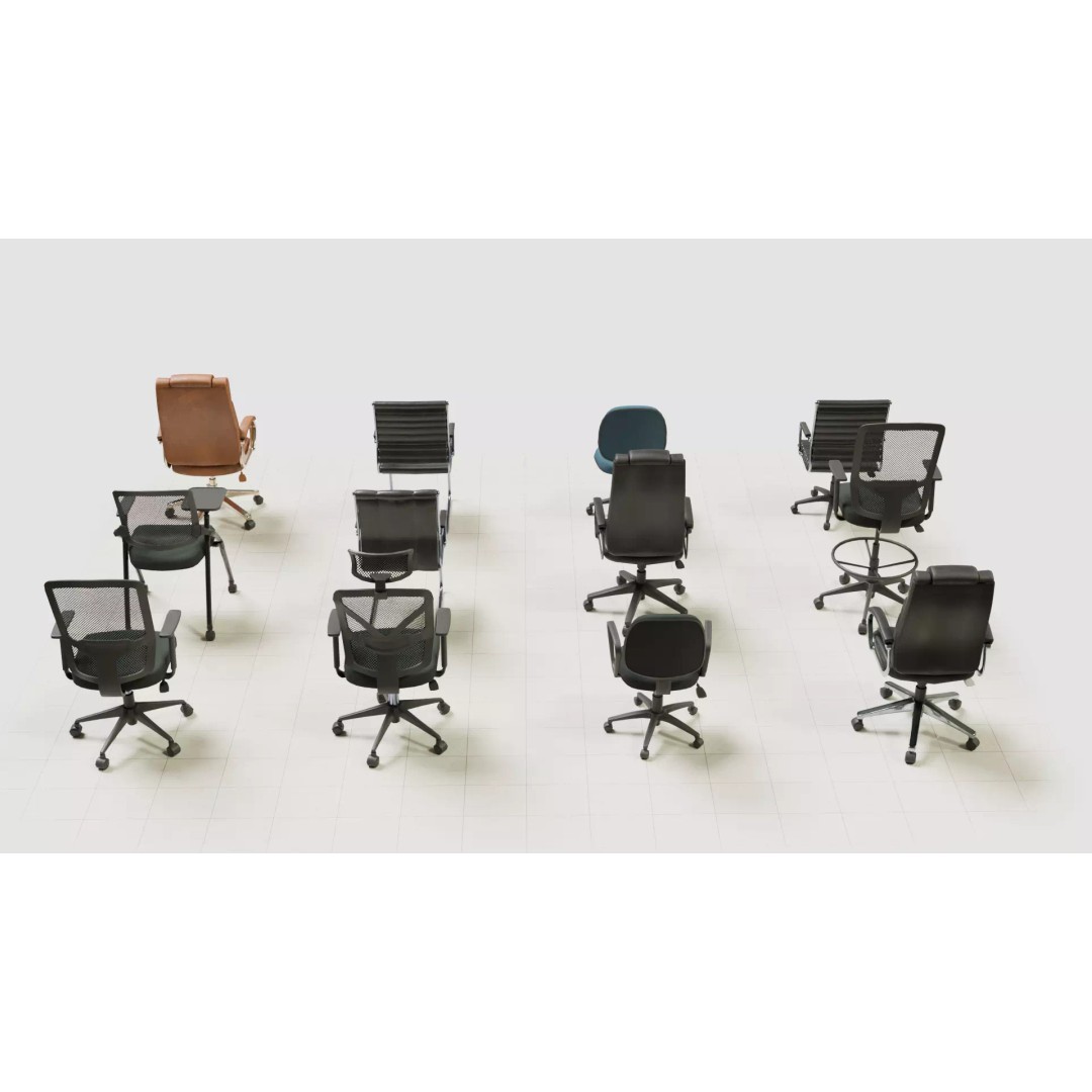 Office Chair 3D Model – Low Poly Game Ready Furniture, FBX, Blender - View 12