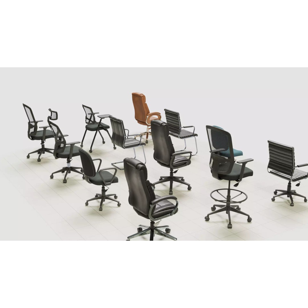 Office Chair 3D Model – Low Poly Game Ready Furniture, FBX, Blender - View 13