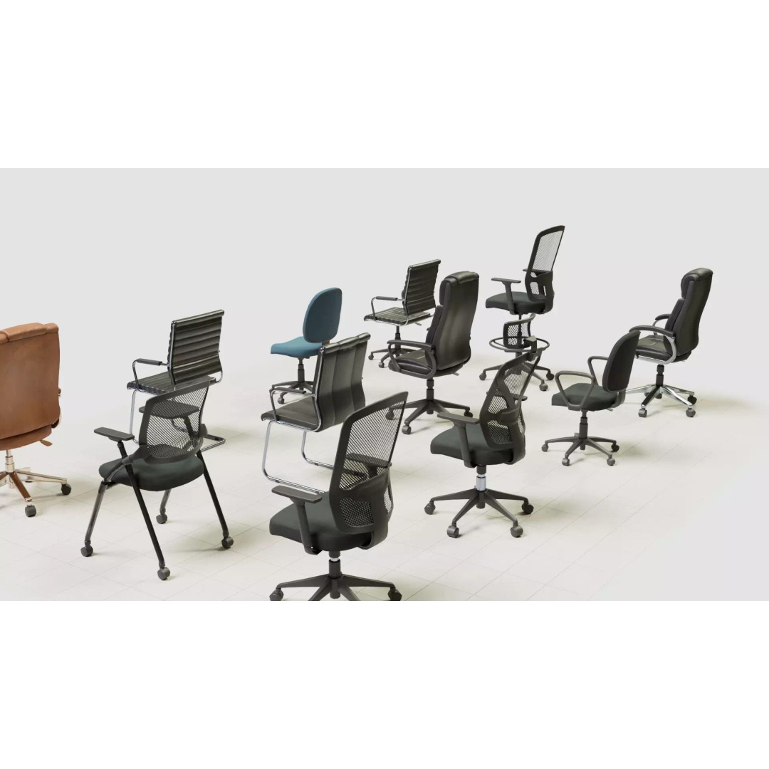 Office Chair 3D Model – Low Poly Game Ready Furniture, FBX, Blender - View 14