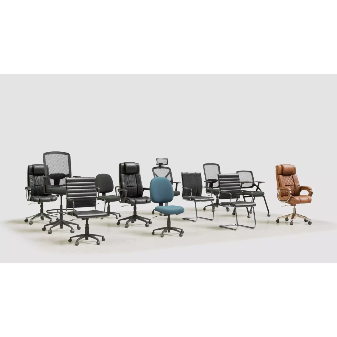 Office Chair 3D Model – Low Poly Game Ready Furniture, FBX, Blender - View 15