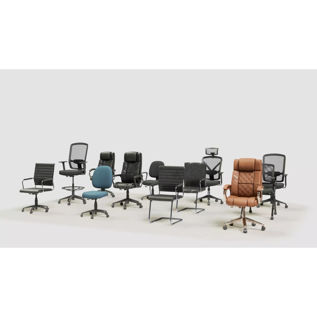 Office Chair 3D Model – Low Poly Game Ready Furniture, FBX, Blender - View 16