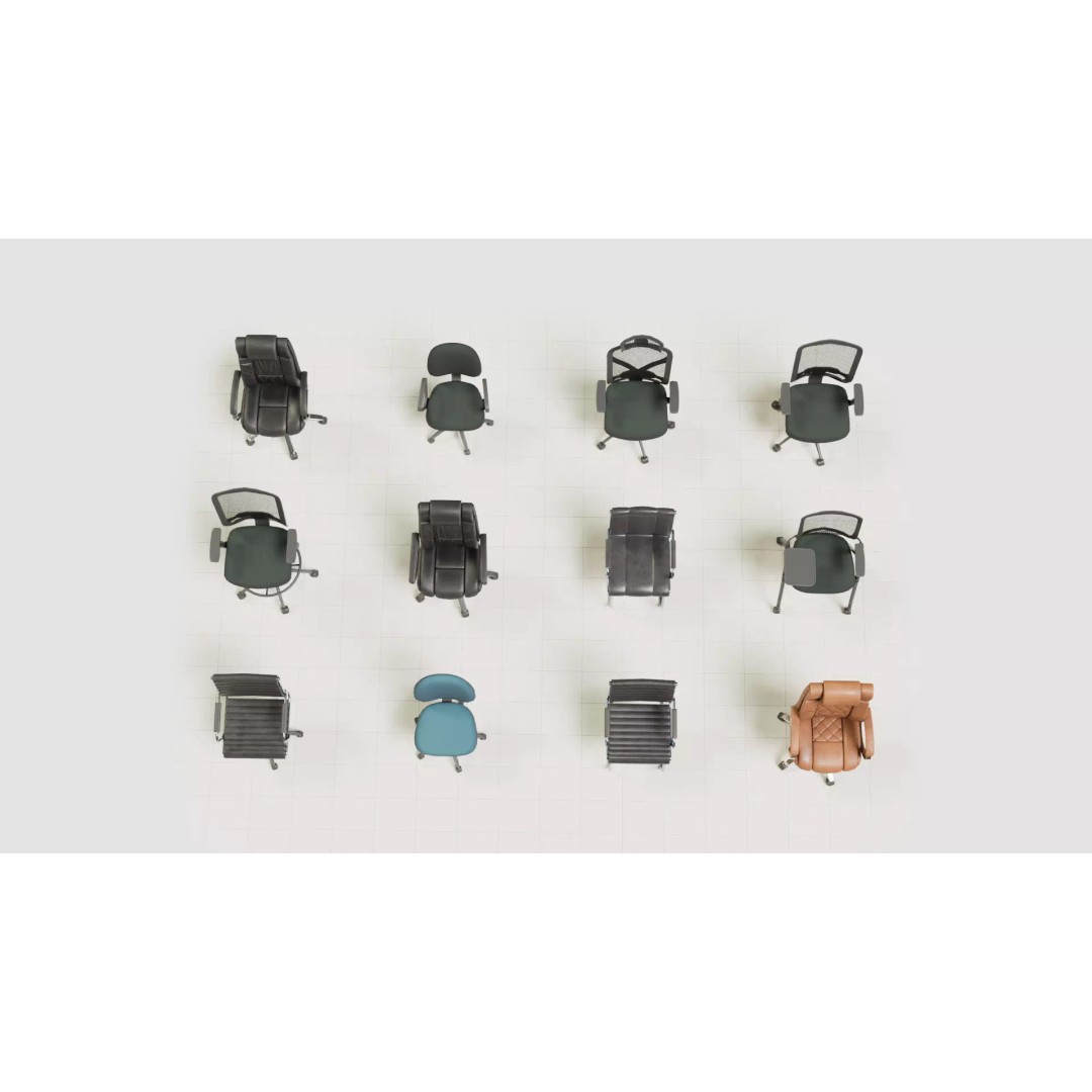 Office Chair 3D Model – Low Poly Game Ready Furniture, FBX, Blender - View 17