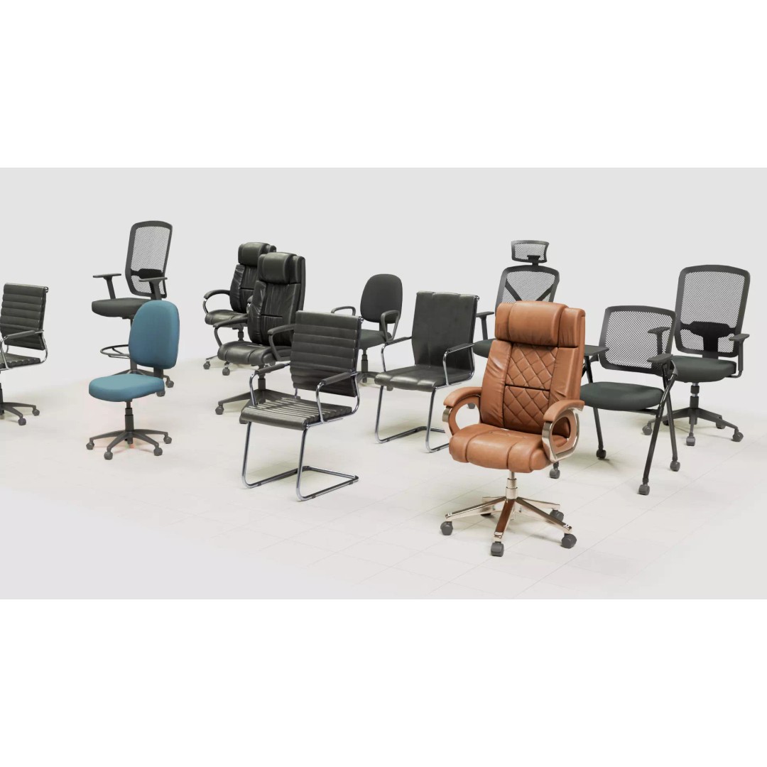 Office Chair 3D Model – Low Poly Game Ready Furniture, FBX, Blender - View 4