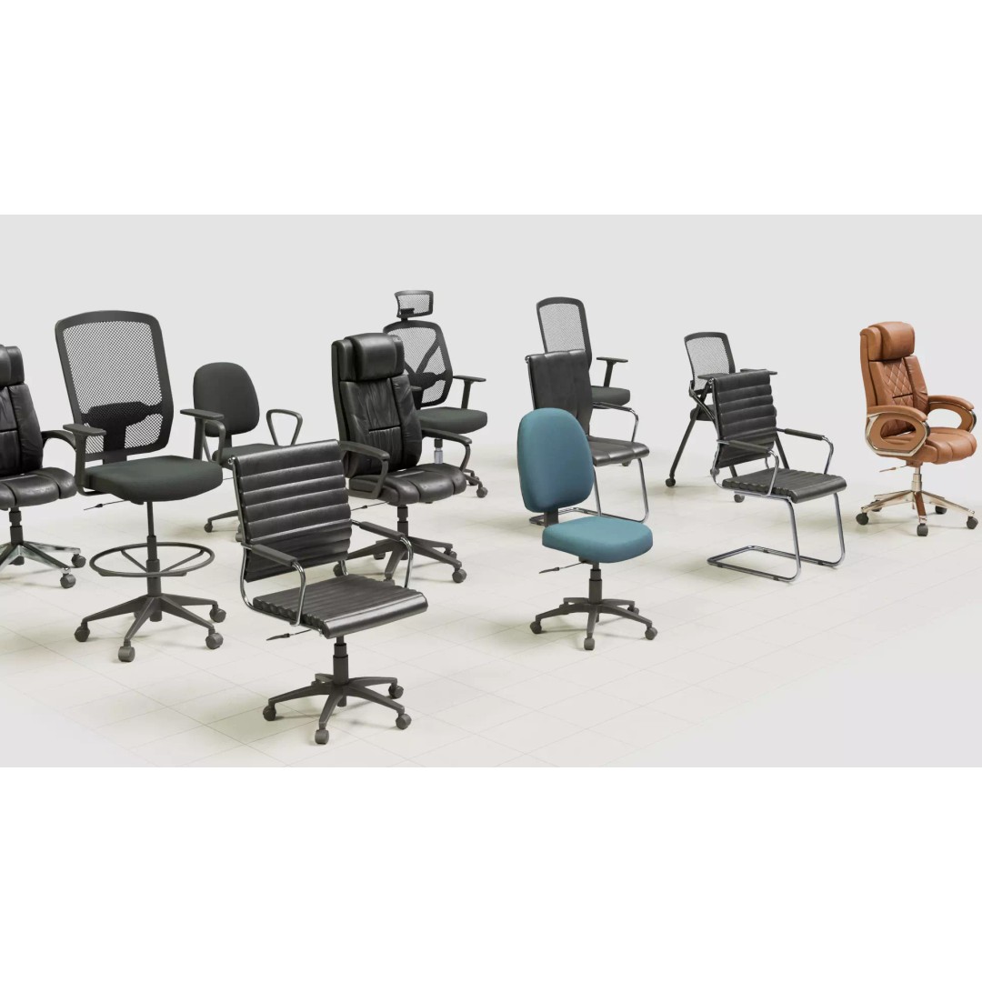 Office Chair 3D Model – Low Poly Game Ready Furniture, FBX, Blender - View 5